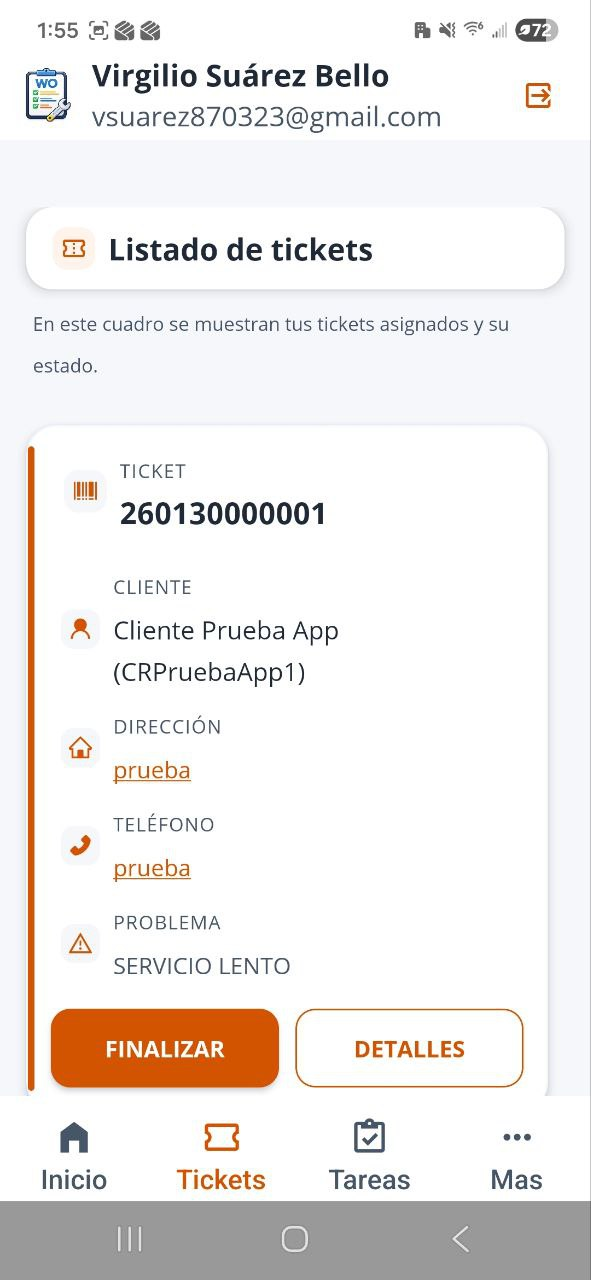 Listado de tickets