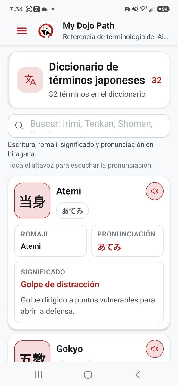 MyDojoPath: diccionario japonés con audio de pronunciación