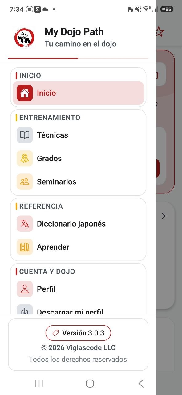 MyDojoPath: menú reorganizado por secciones